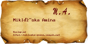Miklóska Amina névjegykártya